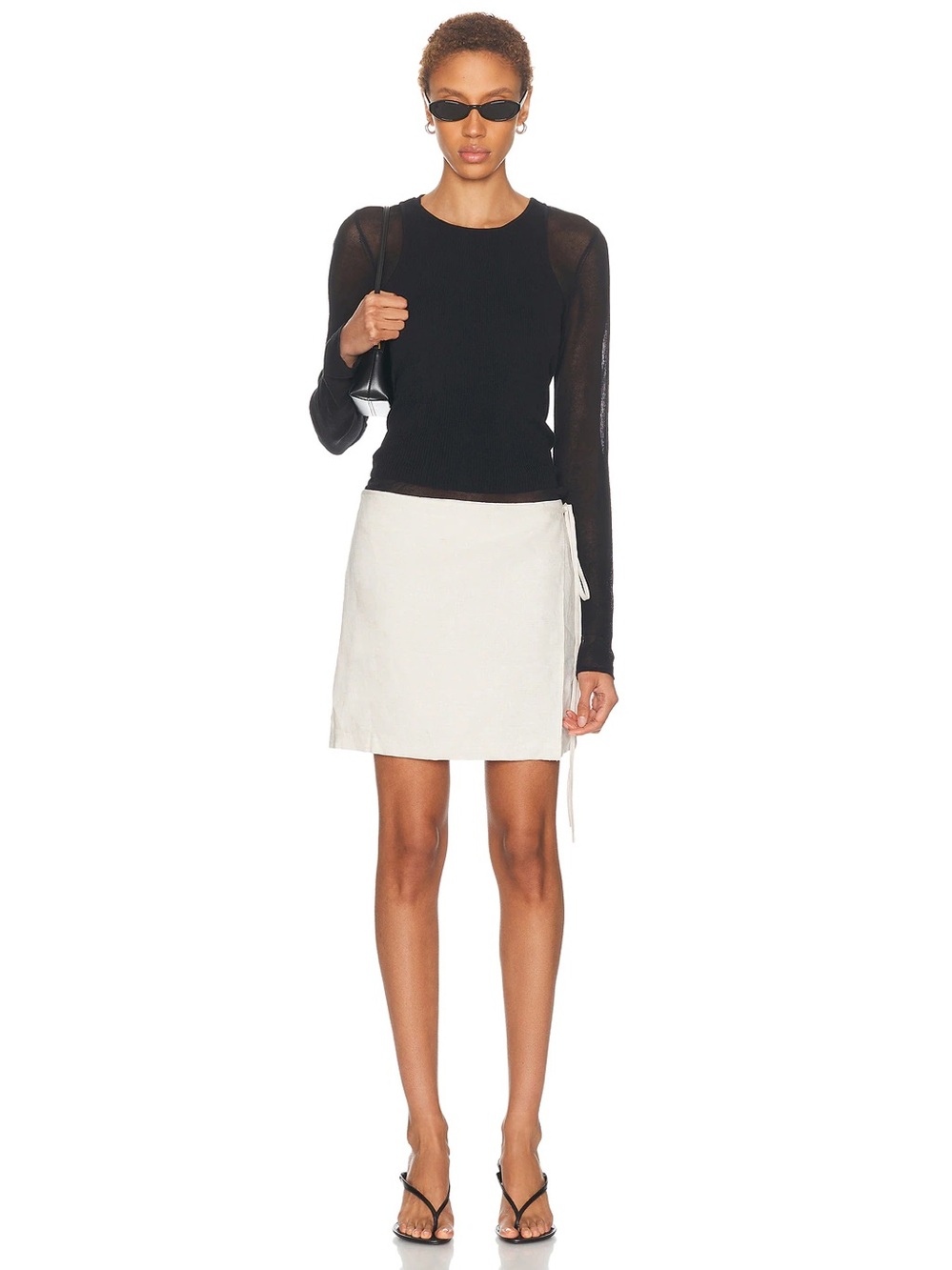 NWT Staud Taylor Mixed Media Longsleeve Mini Dress Sz XS knit Wrap skirt